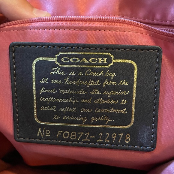 Coach Signature Strip Tote - Gold/Brown w/ Pink Lining - Picture 5 of 5